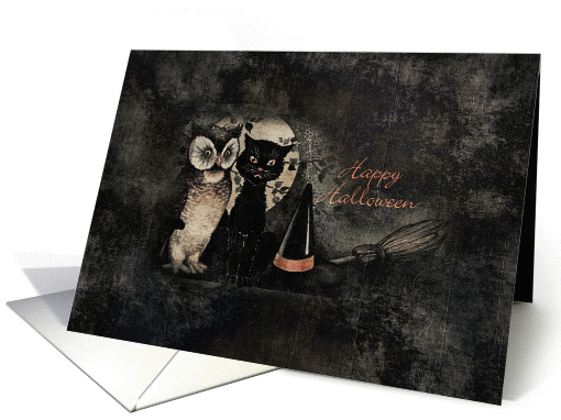 Happy Halloween Owl and Cat card (950394)