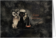 Happy Halloween Owl and Cat card