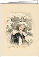 Vintage Girl Happy Holidays card