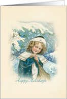 Vintage Girl Happy Holidays card