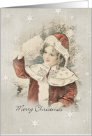Vintage Girl Merry Christmas card