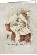 Vintage Girl Season’s Greetings card