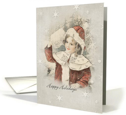 Vintage Girl Happy Holidays card (950492)