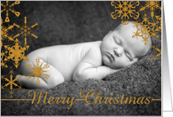 Merry Christmas Gold Snowflake Photo Card