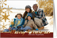 Merry Christmas Gold Snowflake Photo Card