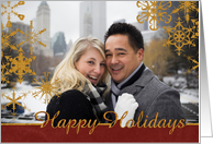 Merry Christmas Gold Snowflake Photo Card