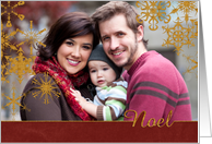 Noel Gold Snowflake Photo Card