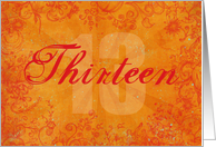 Trendy Orange 13th Birthday Card