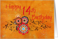 Trendy Orange 14th Birthday Card