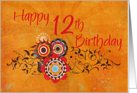 Trendy Orange 12th Birthday Card