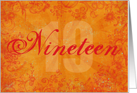 Trendy Orange 19th Birthday card