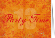 Trendy Orange 13th Birthday Invitation card