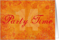 Trendy Orange 14th Birthday Invitation card