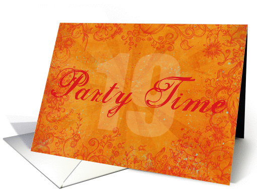 Trendy Orange 19th Birthday Invitation card (956519)