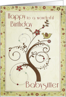 Happy Birthday to a wonderful Babysitter Swirl Tree card