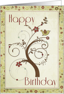 Happy Birthday Swirl Tree card