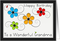 Happy Birthday Grandma Colorful Floral Cut Out card