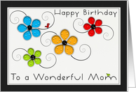 Happy Birthday Mom Colorful Floral Cut Out card