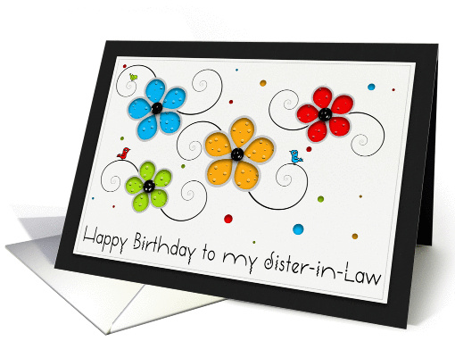 Happy Birthday to my Sister-in-Law Floral Cut out card (960265)