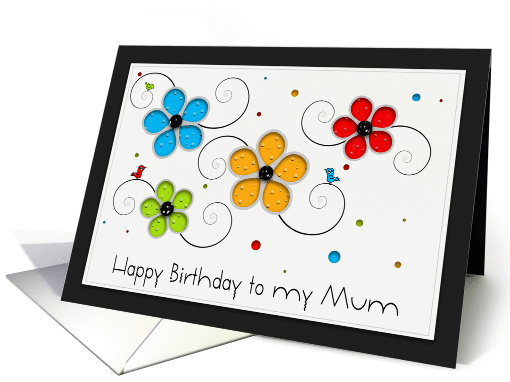 Happy Birthday to my Mum Floral Cut out card (960303)