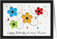 Happy Birthday to my Mum Floral Cut out card