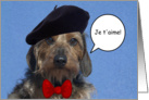 Je t’ aime Terrier Dog Birthday Card, Focus for a Cause card