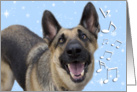 German Shepherd Singing Christmas Card