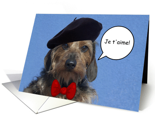 Je t' aime Terrier Dog Birthday Card, Focus for a Cause card (1009069)