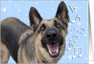 German Shepherd Singing Christmas Card
