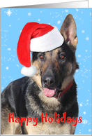 German Shepherd with Santa Hat Christmas card