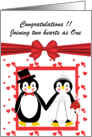 Cute Penguin Bride & Groom Congratulations Wedding Card