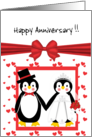 Cute Penguin Couple Happy Anniversary Card