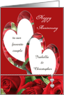 Customizable Heart Shaped Red Roses Happy Anniversary Card for Couple card