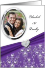 Elegant Purple Diamond Heart Damask Wedding Invitation Photo Card