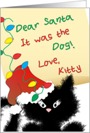 Funny Black Cat - Dear Santa It was the Dog Christmas Card