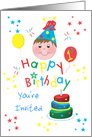 For Boys - Colorful Stars Happy 1st Birthday Invitation Card