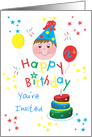 For Boys - Colorful Stars Happy 2nd Birthday Invitation Card