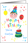 For Boys - Colorful Stars Happy 4th Birthday Invitation Card