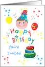 For Boys - Colorful Stars Happy 5th Birthday Invitation Card