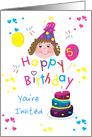 For Girls - Colorful Hearts Happy 5th Birthday Invitation Card