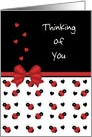 Cute Red and Black Ladybug Hearts Thinking of You Card