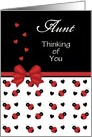 For Aunt - Cute Red and Black Ladybug Hearts Thinking of You Card