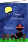 For Daughter - Cute Black Cat Happy Halloween Card