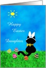 Customizable For Daughter - Cute Black Cat Happy Easter Card