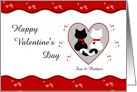 Son & Partner - Cute Cat Couple Red Hearts Valentine’s Day Card