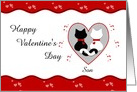 For My Son - Cute Cat Couple Red Hearts Happy Valentine’s Day Card