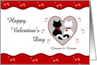 For Grandparents Cute Cat Couple Red Hearts Happy Valentine’s Day Card