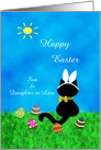 Customizable Son & Daughter-in-Law Cute Black Cat Happy Easter Card
