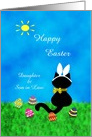 Customizable Daughter & Son-in-Law Cute Black Cat Happy Easter Card