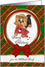 Customizable Cute Yorkie Art Merry Christmas Card